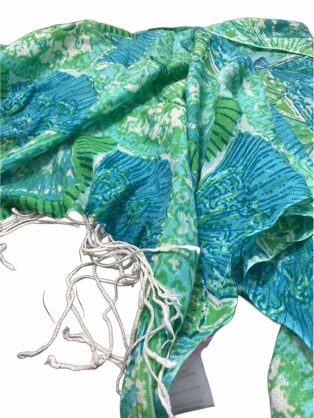 Lilly Pulitzer Fans Silk and Cashmere Scarf with Fringe